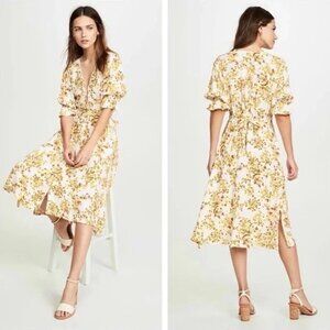 Faithfull The Brand Anthropologie Yellow Goldie Floral Boho Rafa Midi Dress